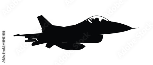 Military attack aircraft silhouette vector on white background, military vehicle technology, set of air force weapon in black and white.