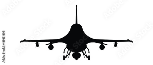 Military attack aircraft silhouette vector on white background, military vehicle technology, set of air force weapon in black and white.