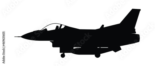 Military attack aircraft silhouette vector on white background, military vehicle technology, set of air force weapon in black and white.