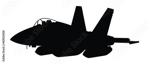 Military attack aircraft silhouette vector on white background, military vehicle technology, set of air force weapon in black and white.