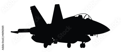 Military attack aircraft silhouette vector on white background, military vehicle technology, set of air force weapon in black and white.