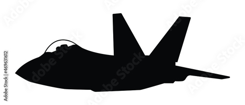 Military attack aircraft silhouette vector on white background, military vehicle technology, set of air force weapon in black and white.