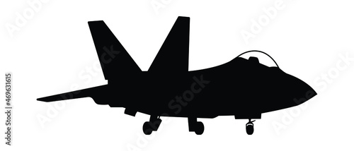 Military attack aircraft silhouette vector on white background, military vehicle technology, set of air force weapon in black and white.