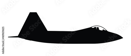 Military attack aircraft silhouette vector on white background, military vehicle technology, set of air force weapon in black and white.