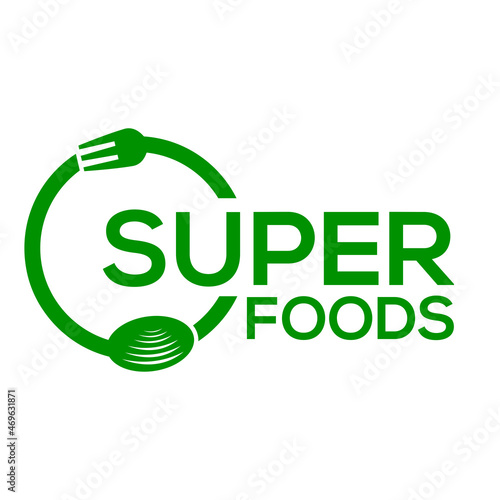 Super Food vector logo or icon, white background Super food logo