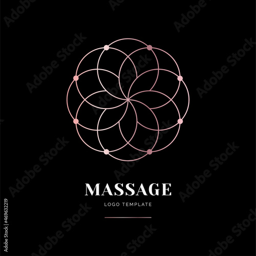 Flower gold lotus logo luxury vector design. Massage and spa logo on black background
