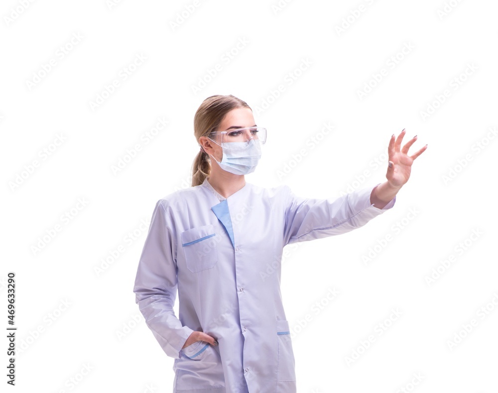 Young woman doctor isolated on white background Young woman doctor isolated on white background