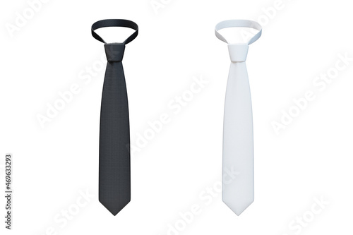 Fototapeta Blank white and black tie for mock up design isolated over white background