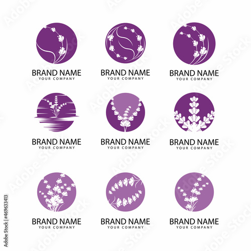 lavender floral aromatic logo vector icon illustration design
