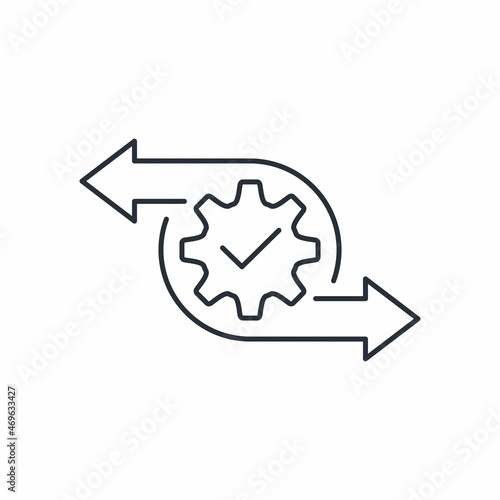 Mobile transfer. Financial or informational data exchange flow. Vector linear icon isolated on white background.