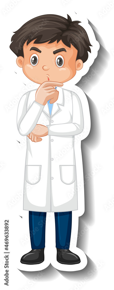 Scientist student boy cartoon character sticker Scientist student boy cartoon character sticker