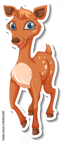 Deer standing cartoon character sticker