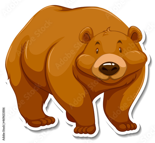 Grizzly bear cartoon character sticker