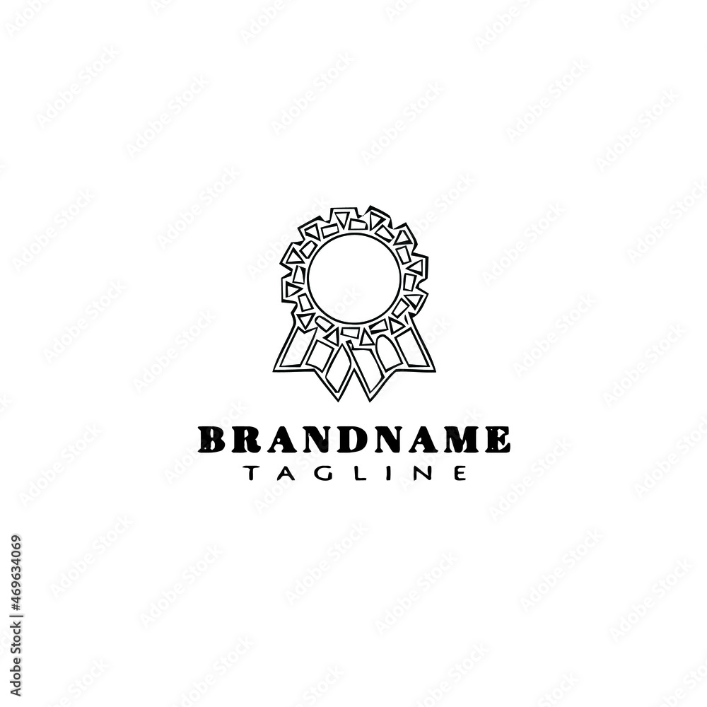 Fototapeta premium cockade with ribbon logo cartoon icon design template black isolated concept illustration