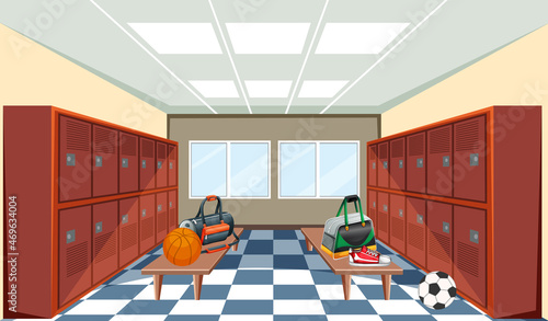Interior of a school locker room