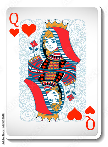 Queen of Hearts Playing Card Isolated