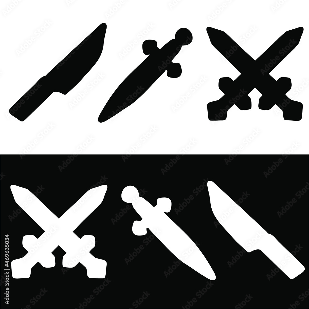 Symbol of sword and knife thin line icon of video game elements. Vector illustration isolated. Symbol of sword and knife thin line icon of video game elements. Vector illustration isolated.