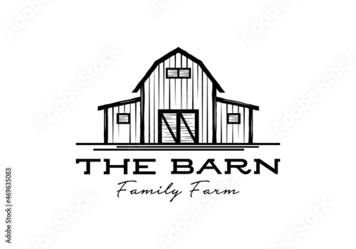 Stampa su tela Vintage old farm barn illustration logo design template inspiration