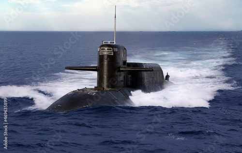 Wallpaper Mural Navel nuclear submarine on open sea