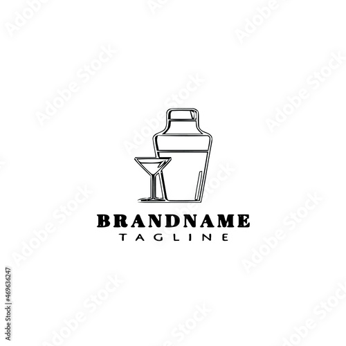 beer shaker and glasses logo cartoon design icon template black vector illustration