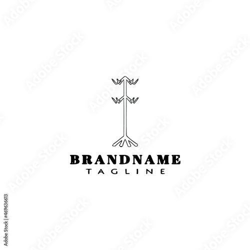 coat stand cartoon logo simple icon design black isolated vector illustration