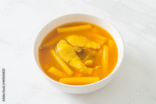 Sour soup with lotus stem and fish photo