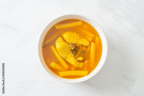 Sour soup with lotus stem and fish