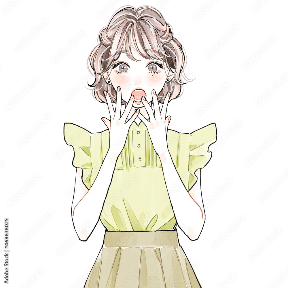 代女性 可愛い系 感動stock Illustration Adobe Stock