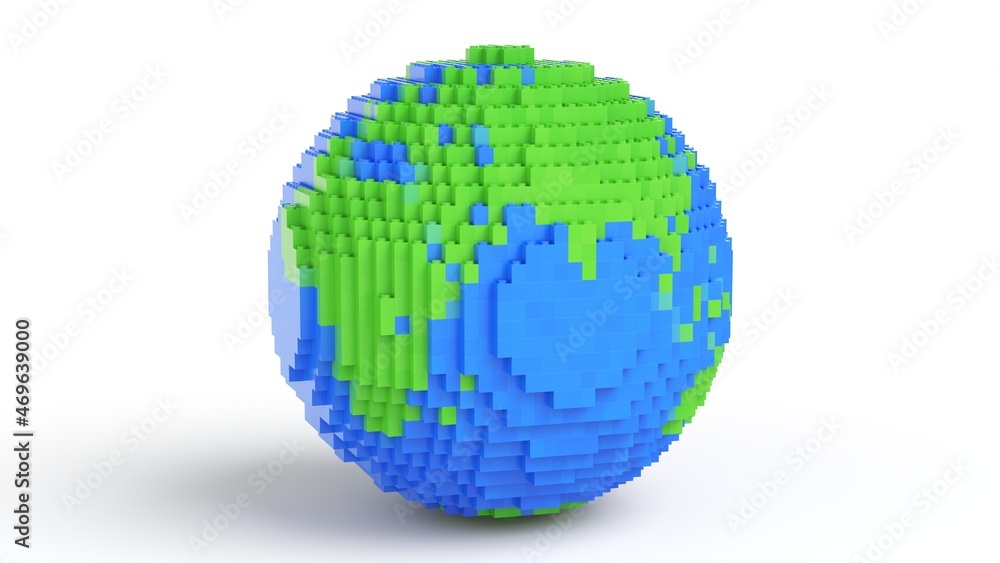 Model of Earth planet from toy bricks. 3d rendering Model of Earth planet from toy bricks. 3d rendering