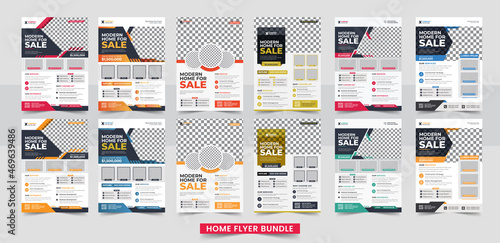 Real Estate House Property sale Flyer Design For Real estate Business. Home sale flyer design layout, print ready home sale flyer design template bundle