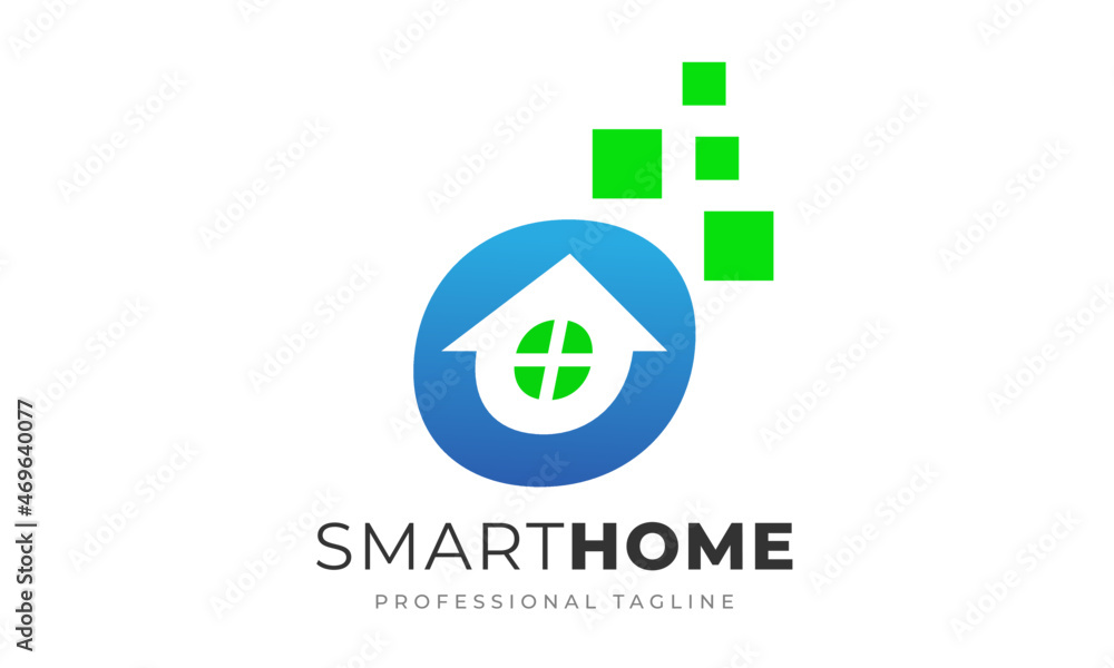 Digital Technology Smart Home Logo Design Vector Icon Symbol Illustration. Digital Technology Smart Home Logo Design Vector Icon Symbol Illustration.
