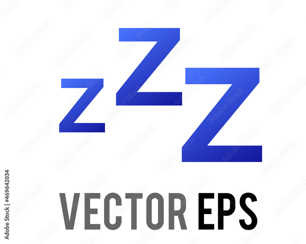 vector isolated gradient blue sleepy ZZZ symbols icon vector isolated gradient blue sleepy ZZZ symbols icon