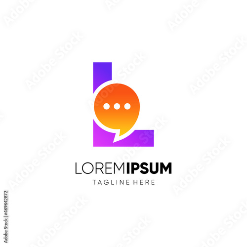 Letter L Chat Bubble Logo Design Vector Icon Graphic Emblem Illustration Background Template