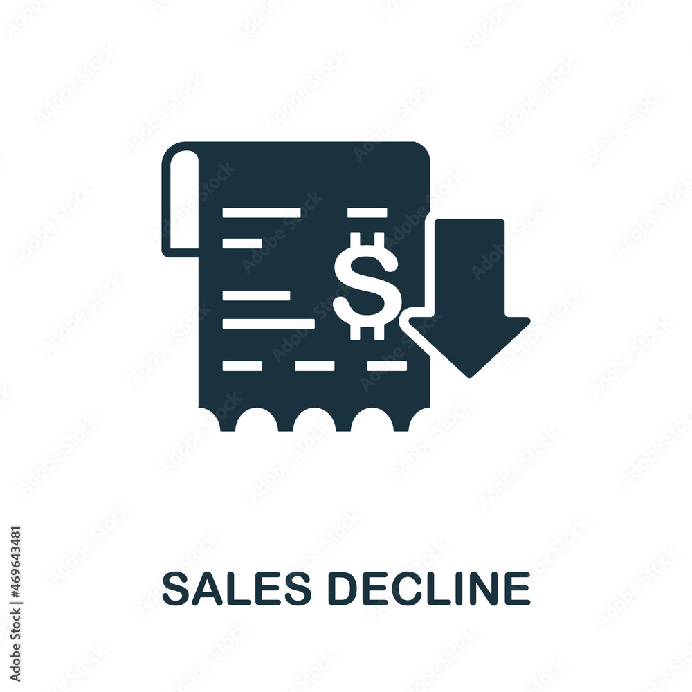 Sales Decline icon. Monochrome sign from crisis collection. Creative Sales Decline icon illustration for web design, infographics and more Sales Decline icon. Monochrome sign from crisis collection. Creative Sales Decline icon illustration for web design, infographics and more