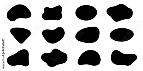 Blob shape organic, vector illustration set. Collection from abstract forms for design and paint. Liquid silhouette drop in modern style. Basic stains geometric, isolated elements on white background