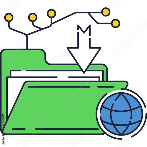 Distributed data base icon vector global network