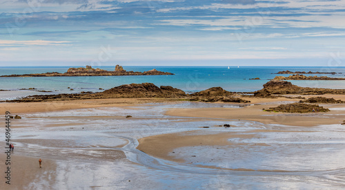 Seascape at Saint Jacut de la Mer at low tide in Brittany. France. photo