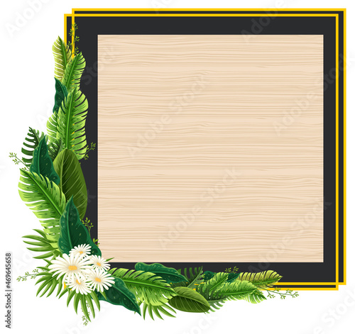 Square frame with tropical green leaves