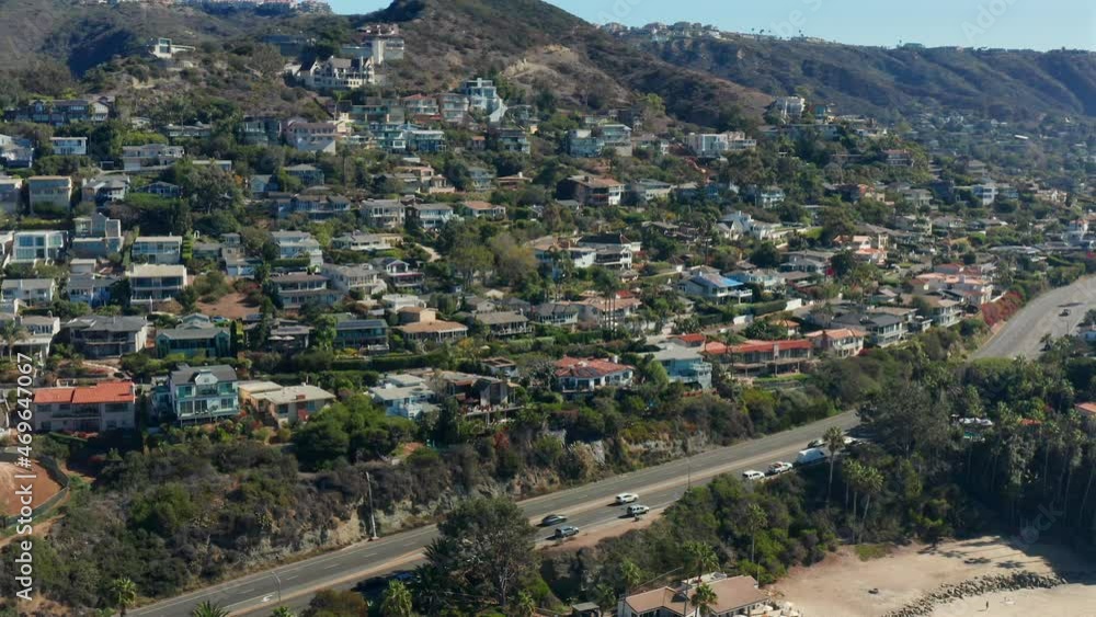 Aerial view of Mountain side housing in Laguna Beach California Aerial view of Mountain side housing in Laguna Beach California