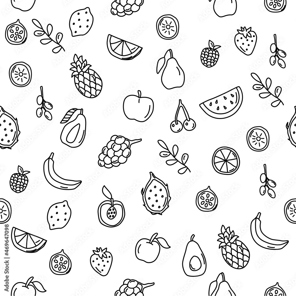 pattern fruit black white