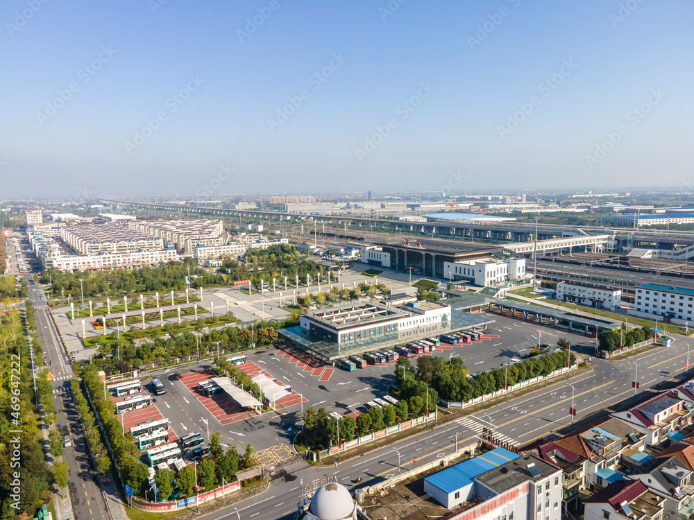 Fototapeta premium Aerial photography of the architectural landscape of China's Haian city