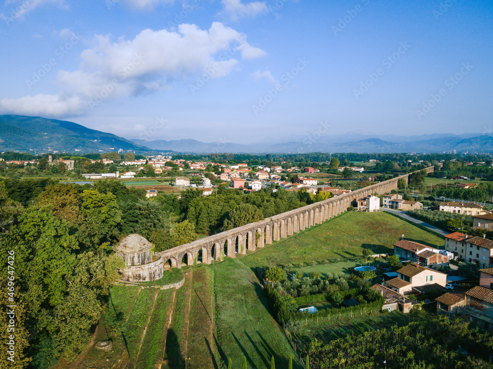 Panoramic aerial view of Nottolini Aqueduct near Lucca Panoramic aerial view of Nottolini Aqueduct near Lucca