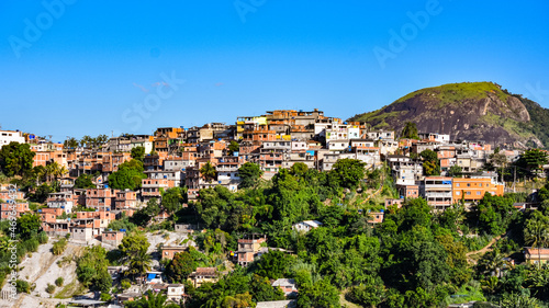 Photograph of low-income peripheral community popularly known as “favela” in Rio de Janeiro, Brazil