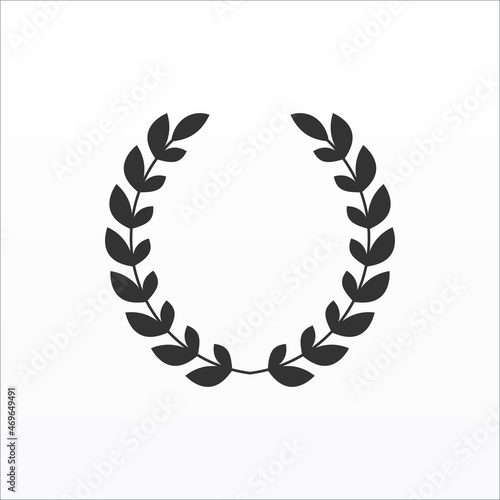 Black laurel wreath flat icon isolated vector illustration.
