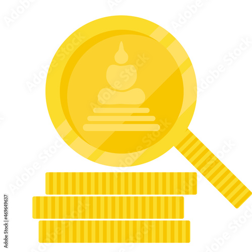 flat design Somdejcoin cryptocurrency with pile of coins,Golden somdejcoin. Crypto currency golden coin ,symbol isolated, Vector illustration.