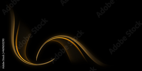 Abstract fractal waves on black background. Copy space