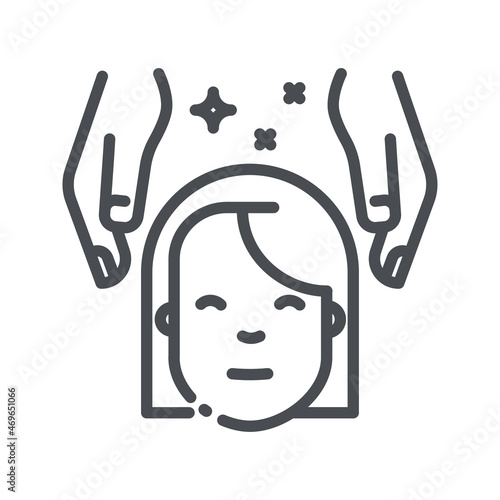 Reiki treatment line icon isolated on transparent background