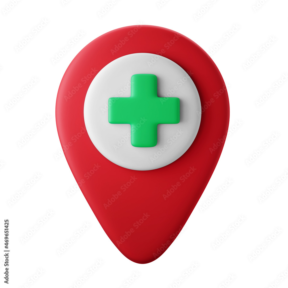 hospital location mark on map symbol 3d illustration rendering 3d icon conceptual symbol isolated hospital location mark on map symbol 3d illustration rendering 3d icon conceptual symbol isolated