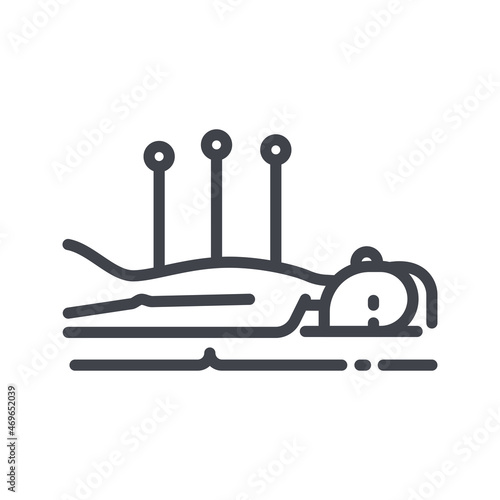 Acupuncture treatment line icon isolated on transparent background.