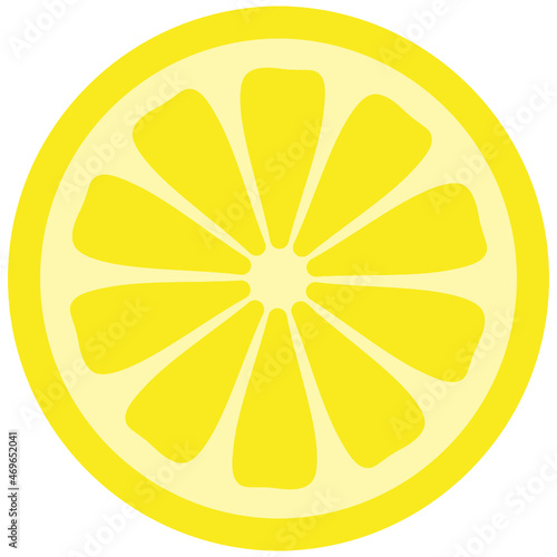 Citrus Lemon round cross section slice SVG vector graphic with yellow skin pith and segments isolated on white. Suitable for use with digital cutting software.